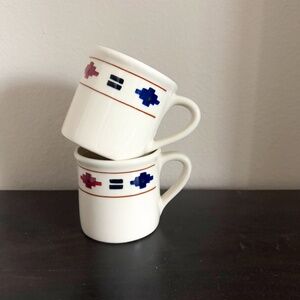 Set of 2 Cheyenne Mugs by Hartstone Natural with Southwestern Aztec Design 14 oz